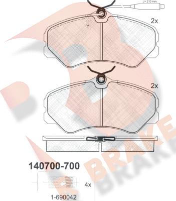 R Brake RB0700-700 - Гальмівні колодки, дискові гальма autozip.com.ua