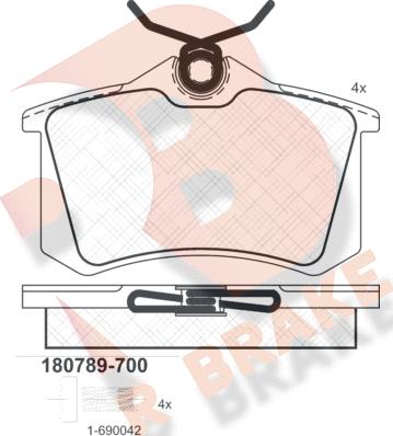 R Brake RB0789-700 - Гальмівні колодки, дискові гальма autozip.com.ua