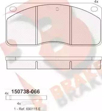 R Brake RB0738-066 - Гальмівні колодки, дискові гальма autozip.com.ua