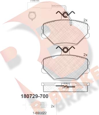 R Brake RB0729-700 - Гальмівні колодки, дискові гальма autozip.com.ua