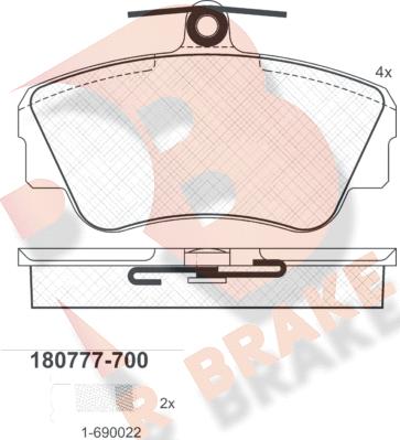 R Brake RB0777-700 - Гальмівні колодки, дискові гальма autozip.com.ua