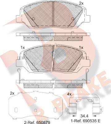 R Brake RB1997-233 - Гальмівні колодки, дискові гальма autozip.com.ua