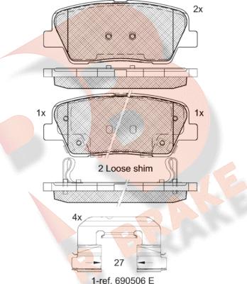 R Brake RB1954-066 - Гальмівні колодки, дискові гальма autozip.com.ua