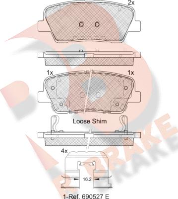 R Brake RB1954-233 - Гальмівні колодки, дискові гальма autozip.com.ua