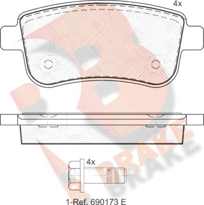 R Brake RB1904 - Гальмівні колодки, дискові гальма autozip.com.ua