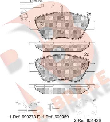 R Brake RB1444-208 - Гальмівні колодки, дискові гальма autozip.com.ua