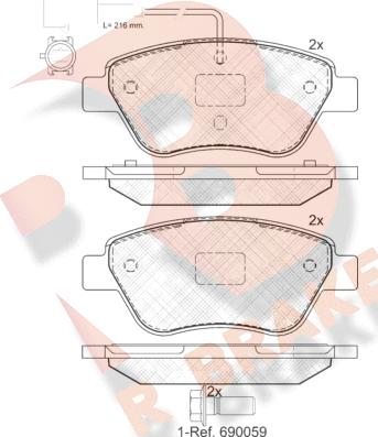 R Brake RB1444-203 - Гальмівні колодки, дискові гальма autozip.com.ua