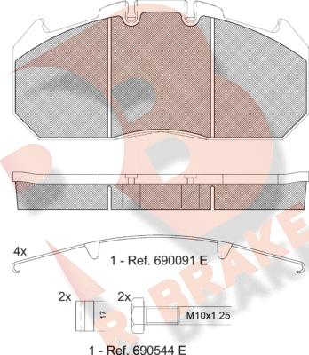 R Brake RB1405-066 - Гальмівні колодки, дискові гальма autozip.com.ua