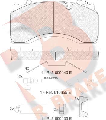 R Brake RB1430-122 - Гальмівні колодки, дискові гальма autozip.com.ua