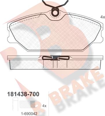 R Brake RB1438-700 - Гальмівні колодки, дискові гальма autozip.com.ua