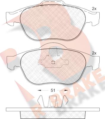 R Brake RB1432 - Гальмівні колодки, дискові гальма autozip.com.ua