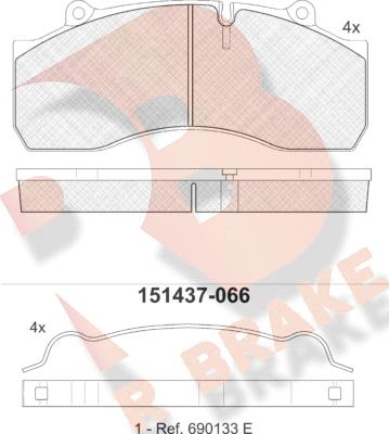 R Brake RB1437-066 - Гальмівні колодки, дискові гальма autozip.com.ua