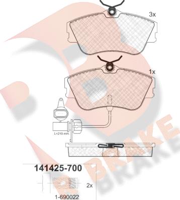 R Brake RB1425-700 - Гальмівні колодки, дискові гальма autozip.com.ua