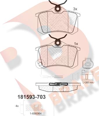 R Brake RB1593-703 - Гальмівні колодки, дискові гальма autozip.com.ua