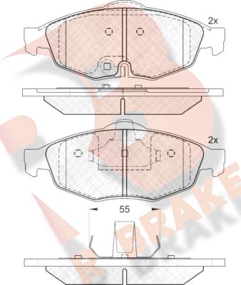 R Brake RB1559 - Гальмівні колодки, дискові гальма autozip.com.ua