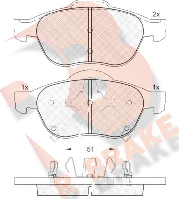 R Brake RB1556 - Гальмівні колодки, дискові гальма autozip.com.ua