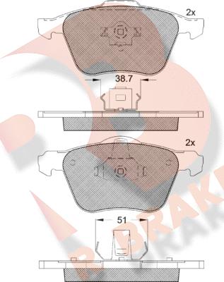 R Brake RB1551 - Гальмівні колодки, дискові гальма autozip.com.ua