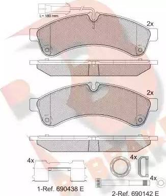 R Brake RB15580-203 - Гальмівні колодки, дискові гальма autozip.com.ua