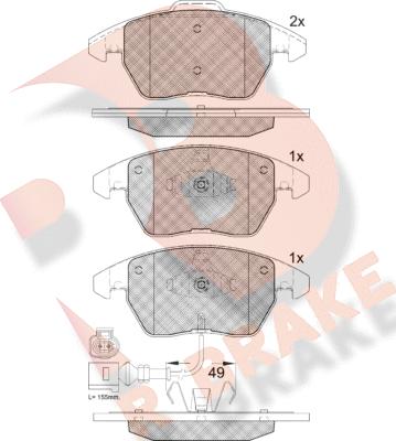 R Brake RB1567-208 - Гальмівні колодки, дискові гальма autozip.com.ua