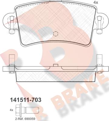 R Brake RB1511-703 - Гальмівні колодки, дискові гальма autozip.com.ua