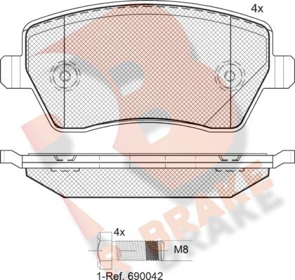 R Brake RB1534-700 - Гальмівні колодки, дискові гальма autozip.com.ua