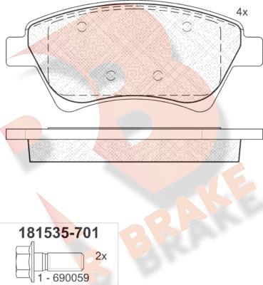 R Brake RB1535-701 - Гальмівні колодки, дискові гальма autozip.com.ua