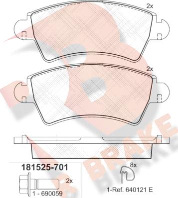 R Brake RB1525-701 - Гальмівні колодки, дискові гальма autozip.com.ua