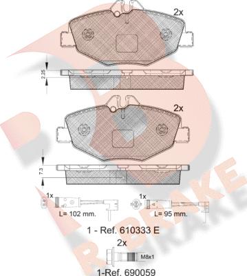 R Brake RB1527-701 - Гальмівні колодки, дискові гальма autozip.com.ua