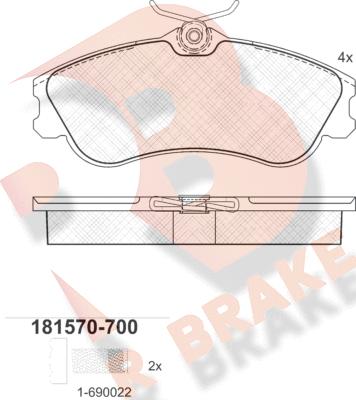 R Brake RB1570-700 - Гальмівні колодки, дискові гальма autozip.com.ua