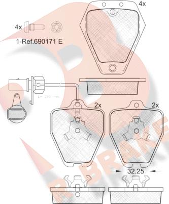 R Brake RB1694 - Гальмівні колодки, дискові гальма autozip.com.ua