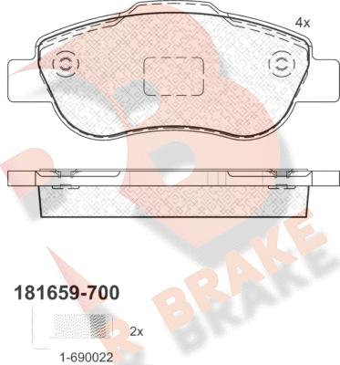 R Brake RB1659-700 - Гальмівні колодки, дискові гальма autozip.com.ua