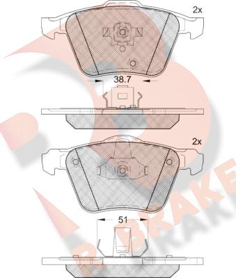 R Brake RB1655 - Гальмівні колодки, дискові гальма autozip.com.ua