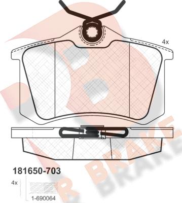 R Brake RB1650-703 - Гальмівні колодки, дискові гальма autozip.com.ua