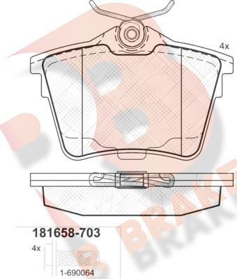 R Brake RB1658-703 - Гальмівні колодки, дискові гальма autozip.com.ua