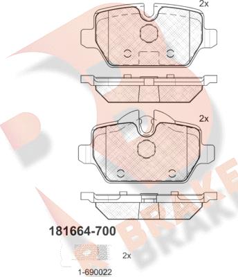 R Brake RB1664-700 - Гальмівні колодки, дискові гальма autozip.com.ua