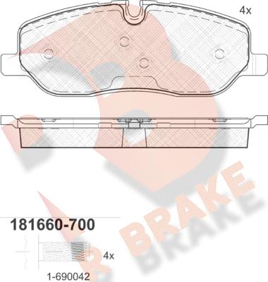 R Brake RB1660-700 - Гальмівні колодки, дискові гальма autozip.com.ua