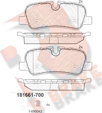 R Brake RB1661-700 - Гальмівні колодки, дискові гальма autozip.com.ua