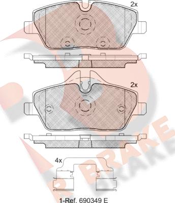 R Brake RB1662-200 - Гальмівні колодки, дискові гальма autozip.com.ua