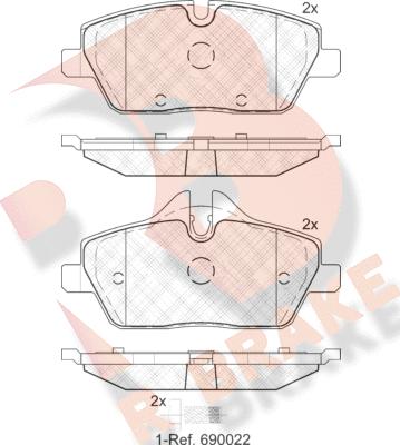 R Brake RB1662-202 - Гальмівні колодки, дискові гальма autozip.com.ua