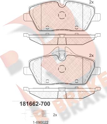 R Brake RB1662-700 - Гальмівні колодки, дискові гальма autozip.com.ua