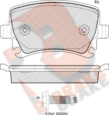 R Brake RB1600-703 - Гальмівні колодки, дискові гальма autozip.com.ua