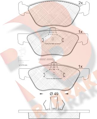 R Brake RB1601 - Гальмівні колодки, дискові гальма autozip.com.ua