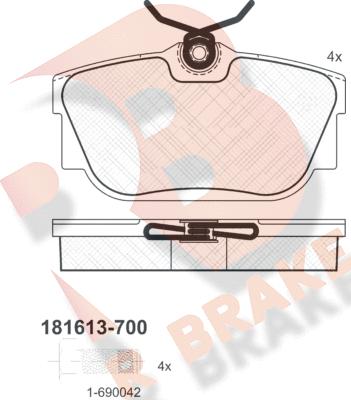 R Brake RB1613-700 - Гальмівні колодки, дискові гальма autozip.com.ua