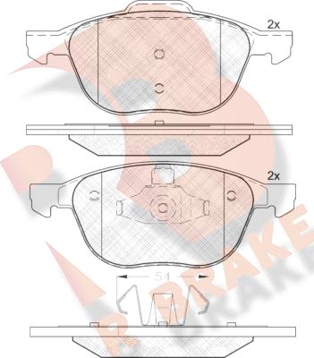 R Brake RB1617-202 - Гальмівні колодки, дискові гальма autozip.com.ua