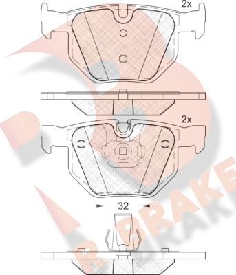 R Brake RB1685-202 - Гальмівні колодки, дискові гальма autozip.com.ua