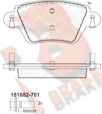 R Brake RB1682-701 - Гальмівні колодки, дискові гальма autozip.com.ua