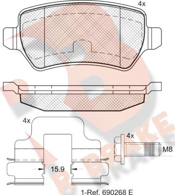 R Brake RB1622-204 - Гальмівні колодки, дискові гальма autozip.com.ua