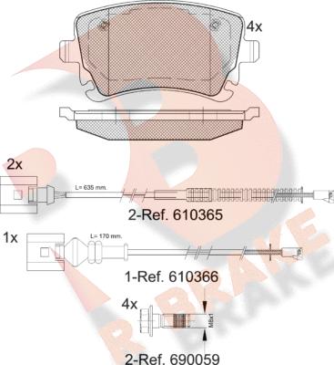 R Brake RB1674-208 - Гальмівні колодки, дискові гальма autozip.com.ua