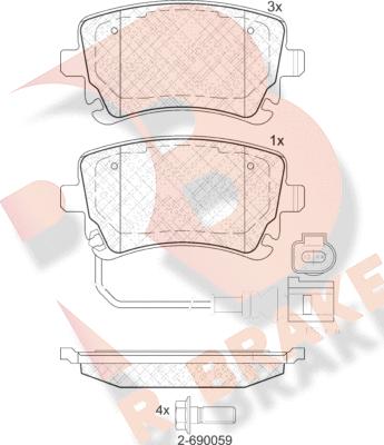 R Brake RB1674-203 - Гальмівні колодки, дискові гальма autozip.com.ua