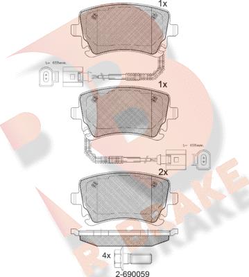 R Brake RB1674 - Гальмівні колодки, дискові гальма autozip.com.ua